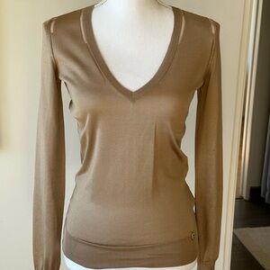 Gucci V-Neck Long-Sleeve Silk Sweater